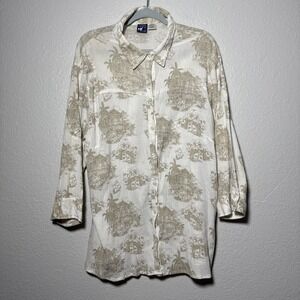 Big Dogs Women's Gauzy Beach Button Up Shirt Size‎ 26/28 (4XL) Vacation Ivory